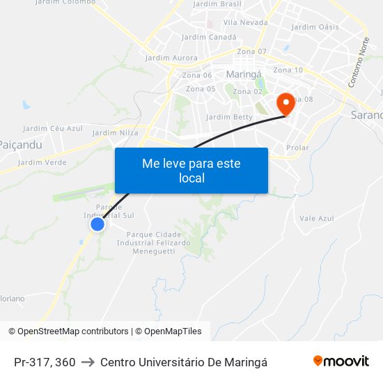Pr-317, 360 to Centro Universitário De Maringá map
