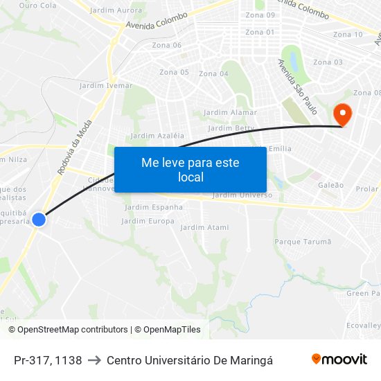 Pr-317, 1138 to Centro Universitário De Maringá map