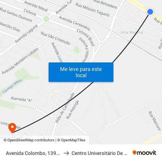 Avenida Colombo, 1398-1602 to Centro Universitário De Maringá map