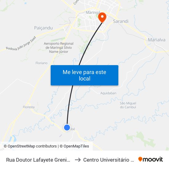 Rua Doutor Lafayete Grenier, 1141-1257 to Centro Universitário De Maringá map