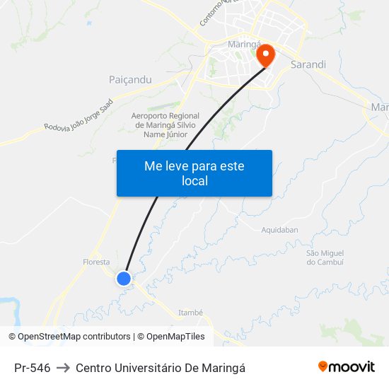 Pr-546 to Centro Universitário De Maringá map