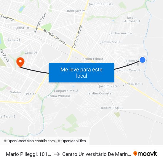 Mario Pilleggi, 1013a to Centro Universitário De Maringá map