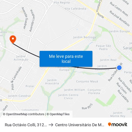 Rua Octávio Colli, 312-424 to Centro Universitário De Maringá map