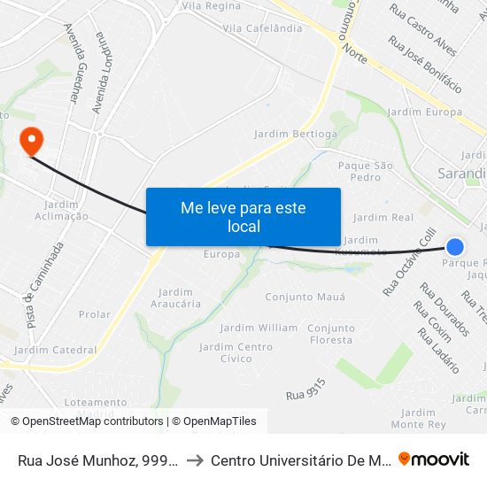 Rua José Munhoz, 999-1037 to Centro Universitário De Maringá map