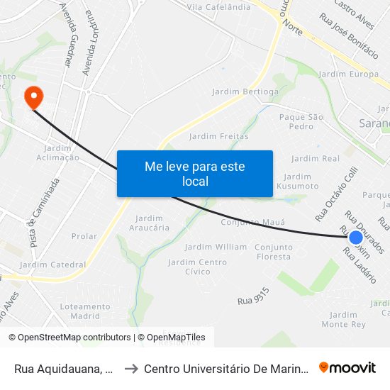Rua Aquidauana, 17 to Centro Universitário De Maringá map