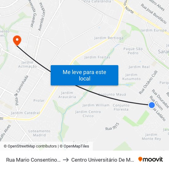 Rua Mario Consentino, 12b to Centro Universitário De Maringá map