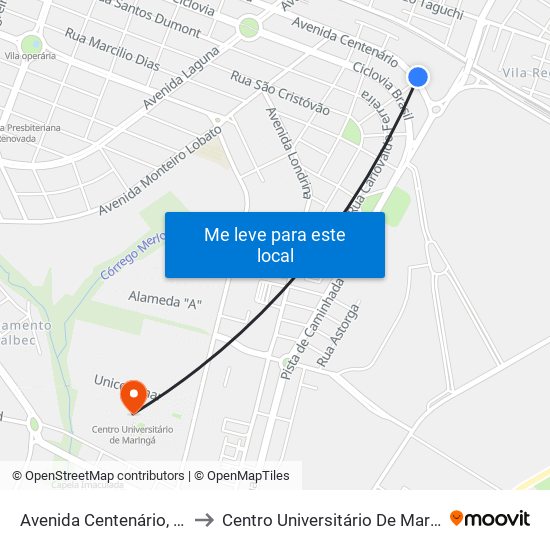 Avenida Centenário, 705 to Centro Universitário De Maringá map