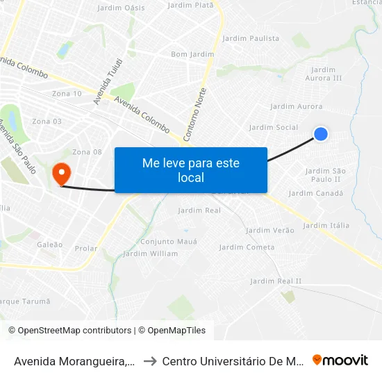 Avenida Morangueira, 849b to Centro Universitário De Maringá map