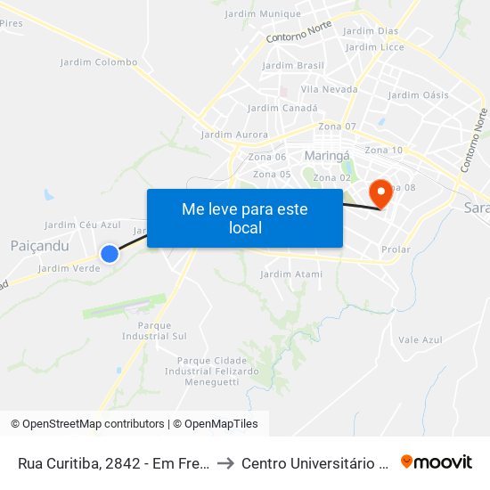 Rua Curitiba, 2842 - Em Frente Ao Posto to Centro Universitário De Maringá map