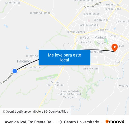 Avenida Ivaí, Em Frente Depósito Canção to Centro Universitário De Maringá map