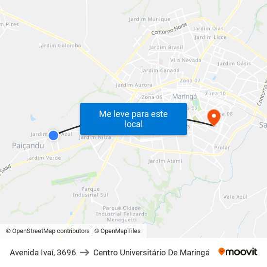 Avenida Ivaí, 3696 to Centro Universitário De Maringá map