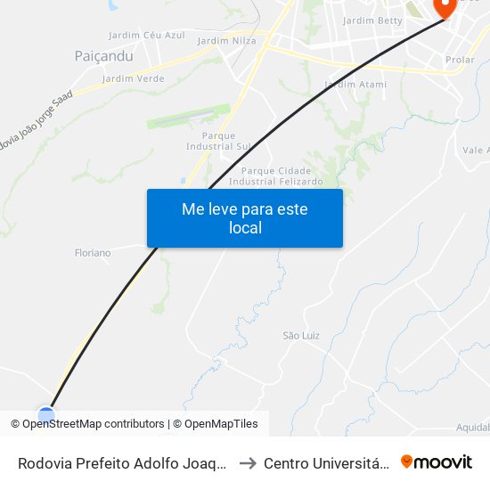 Rodovia Prefeito Adolfo Joaquim Semprebom, 1800 to Centro Universitário De Maringá map