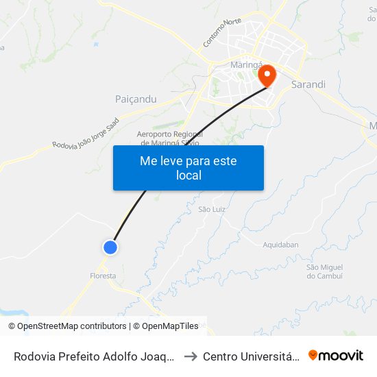 Rodovia Prefeito Adolfo Joaquim Semprebom, 1800 to Centro Universitário De Maringá map