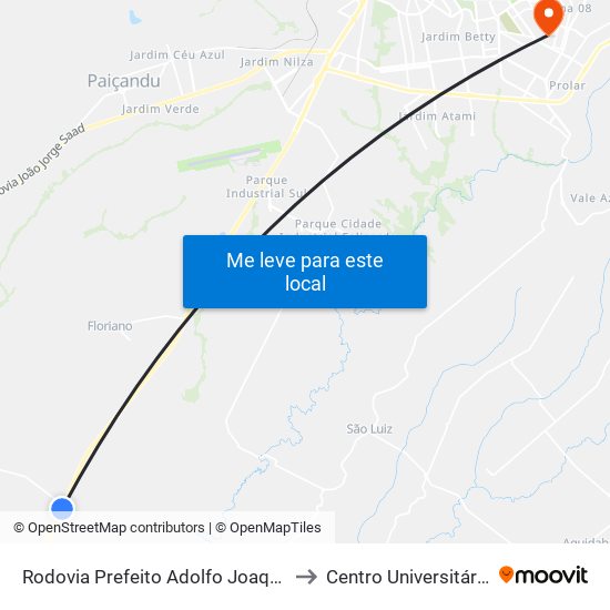 Rodovia Prefeito Adolfo Joaquim Semprebom, 960 to Centro Universitário De Maringá map