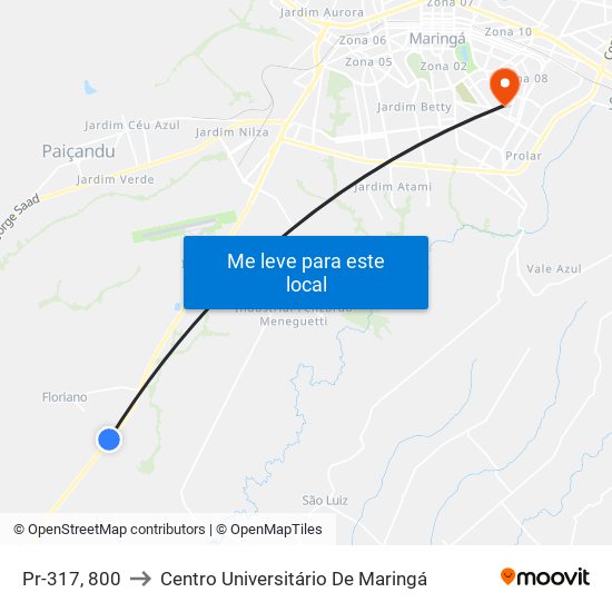 Pr-317, 800 to Centro Universitário De Maringá map