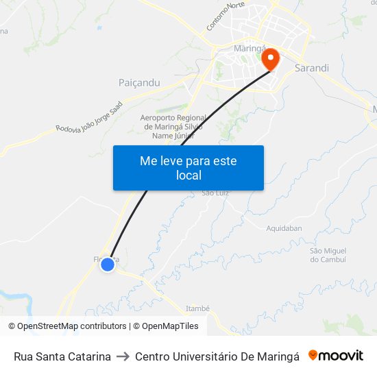 Rua Santa Catarina to Centro Universitário De Maringá map