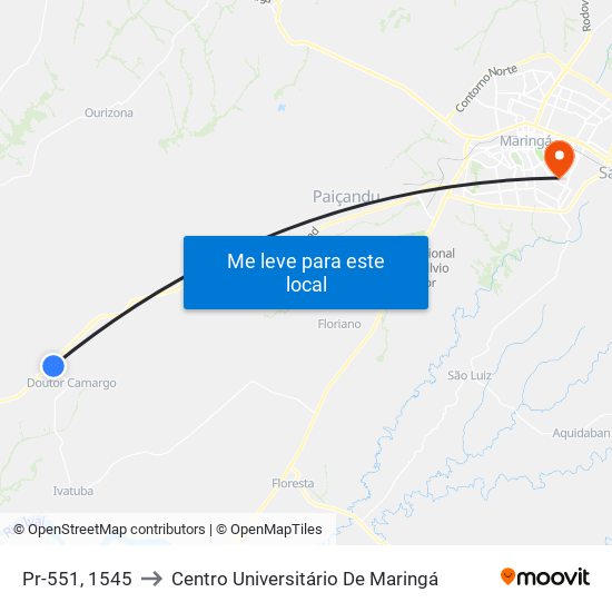 Pr-551, 1545 to Centro Universitário De Maringá map