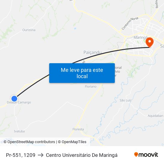 Pr-551, 1209 to Centro Universitário De Maringá map