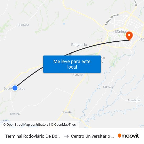 Terminal Rodoviário De Doutor Camargo to Centro Universitário De Maringá map