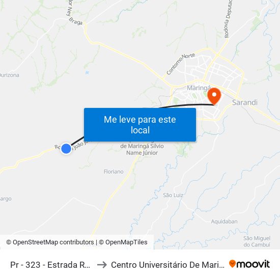 Pr - 323  -  Estrada Rural to Centro Universitário De Maringá map