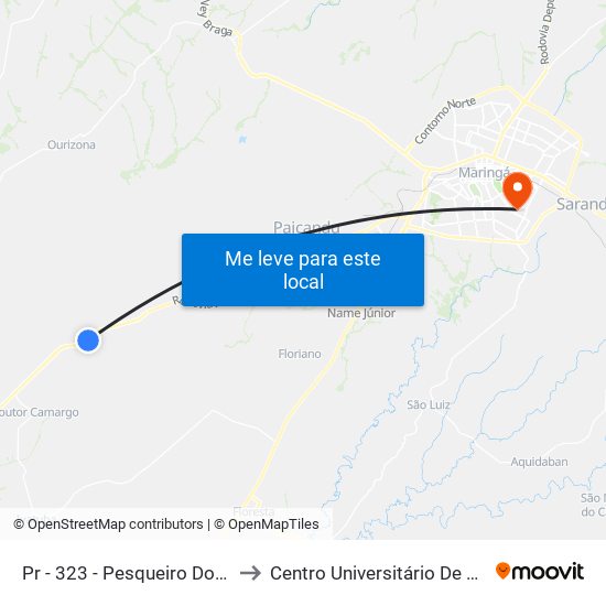 Pr - 323  -  Pesqueiro Do Corote to Centro Universitário De Maringá map