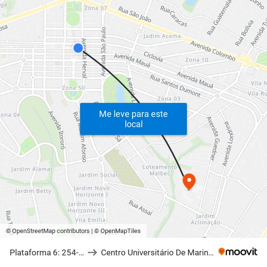 Plataforma 6: 254-M to Centro Universitário De Maringá map
