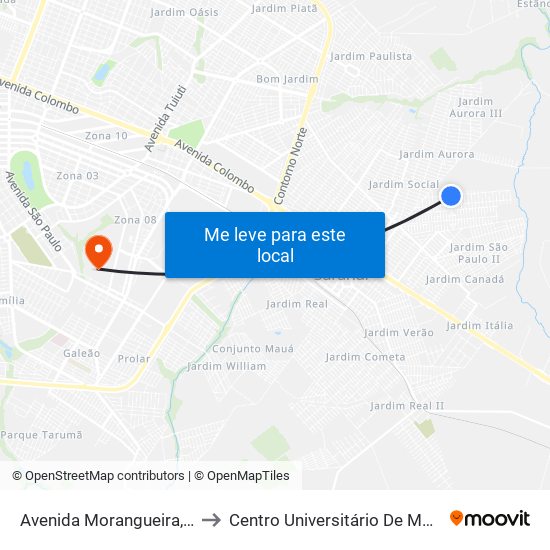 Avenida Morangueira, 485 to Centro Universitário De Maringá map