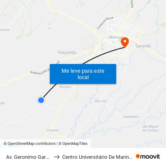 Av. Geronimo Garcia to Centro Universitário De Maringá map