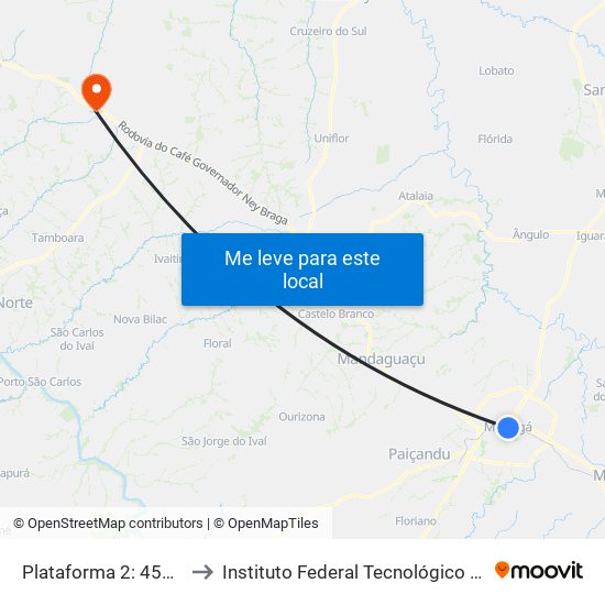 Plataforma 2: 458 E 459 to Instituto Federal Tecnológico Do Paraná map