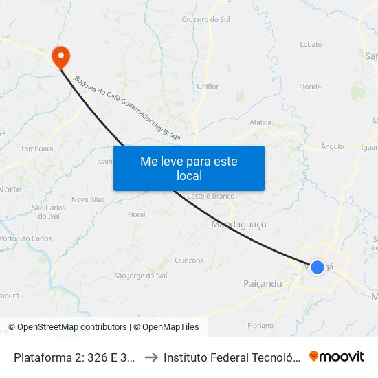 Plataforma 2: 326 E 324 (P. Seguro) to Instituto Federal Tecnológico Do Paraná map