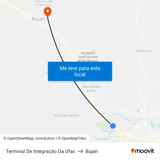 Terminal De Integração Da Ufac to Bujari map