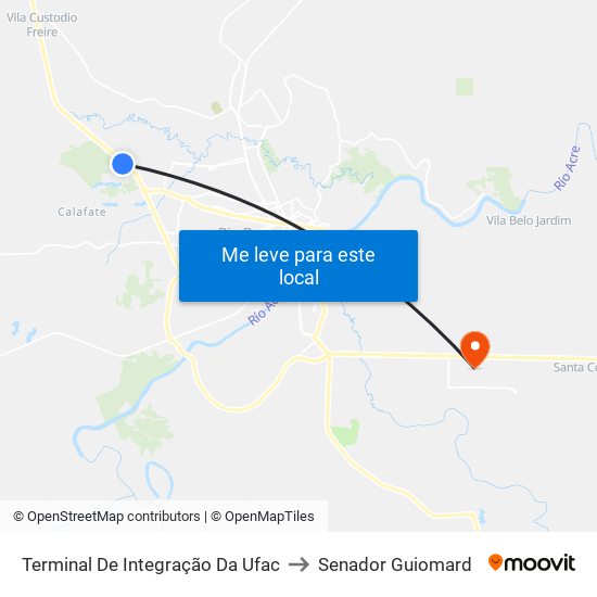 Terminal De Integração Da Ufac to Senador Guiomard map