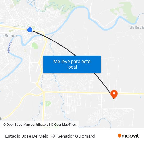 Estádio José De Melo to Senador Guiomard map