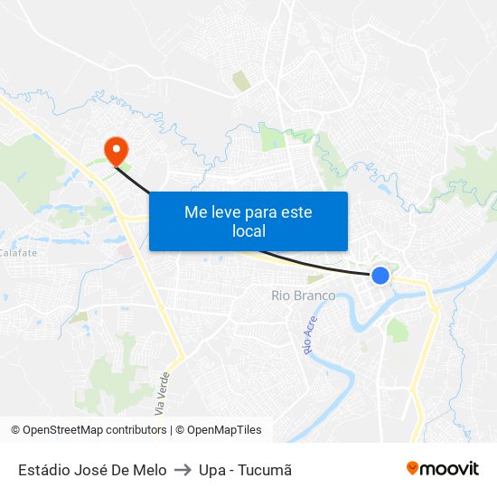Estádio José De Melo to Upa - Tucumã map
