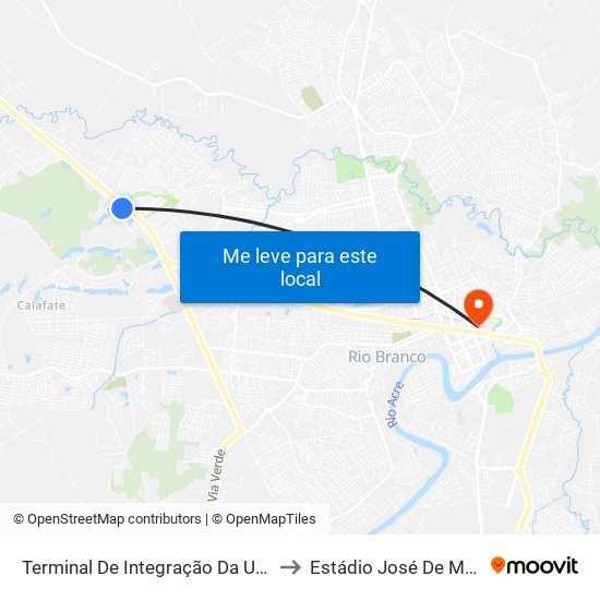 Terminal De Integração Da Ufac to Estádio José De Melo map