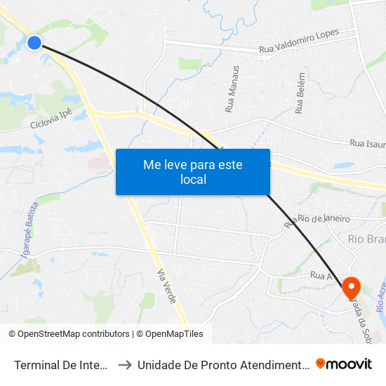 Terminal De Integração Da Ufac to Unidade De Pronto Atendimento Da Sobral Franco Silva map