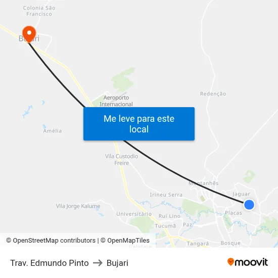 Trav. Edmundo Pinto to Bujari map