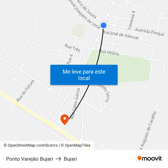 Ponto Varejão Bujari to Bujari map