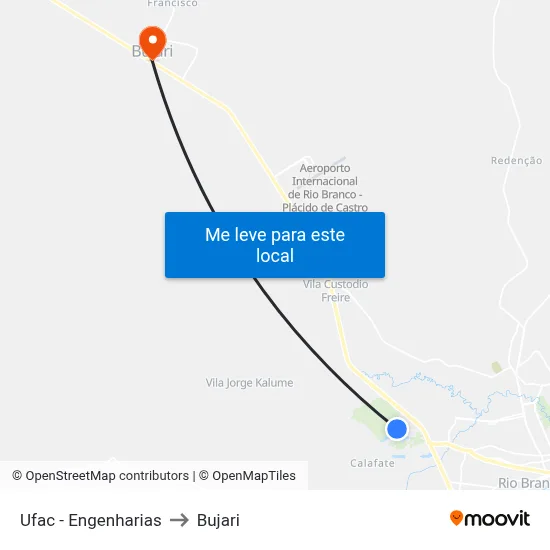 Ufac - Engenharias to Bujari map