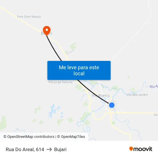 Rua Do Areal, 614 to Bujari map