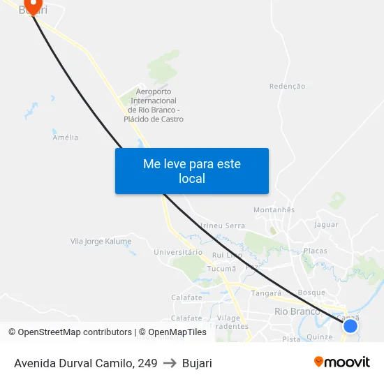 Avenida Durval Camilo, 249 to Bujari map