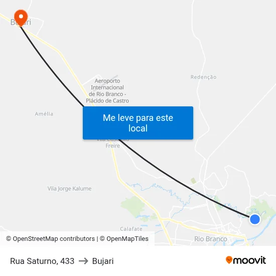 Rua Saturno, 433 to Bujari map