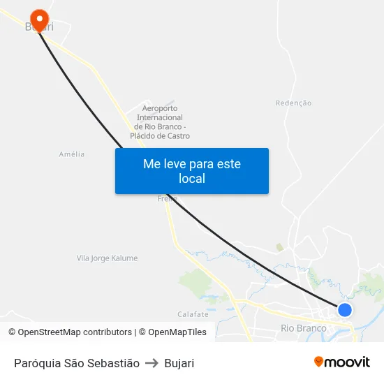 Paróquia São Sebastião to Bujari map