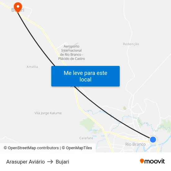 Arasuper Aviário to Bujari map