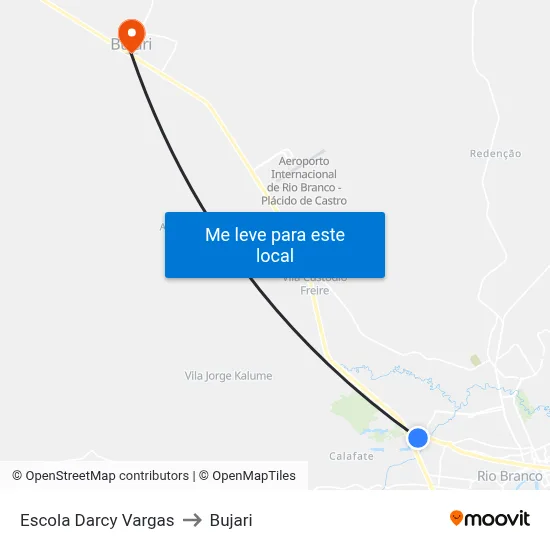 Escola Darcy Vargas to Bujari map