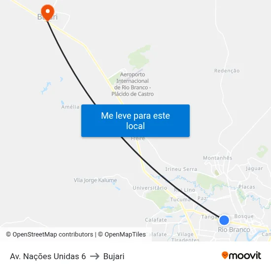 Av. Nações Unidas 6 to Bujari map