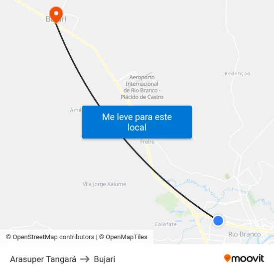 Arasuper Tangará to Bujari map