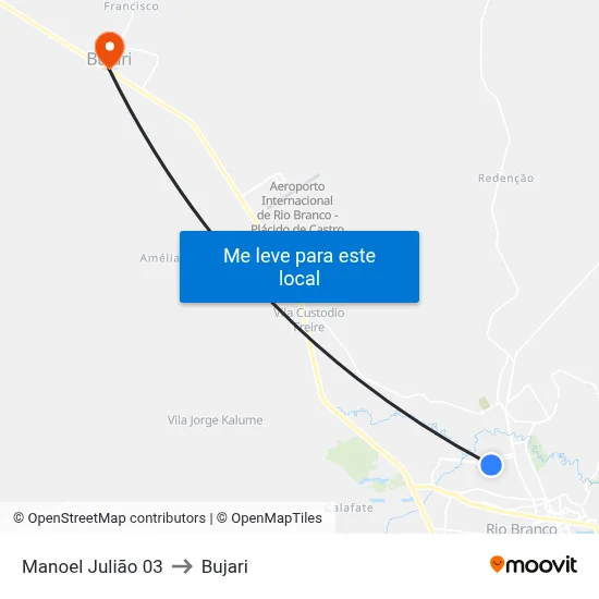 Manoel Julião 03 to Bujari map