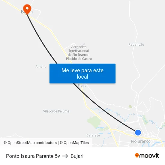 Ponto Isaura Parente 5v to Bujari map