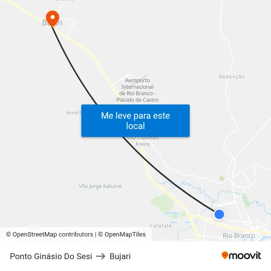 Ponto Ginásio Do Sesi to Bujari map